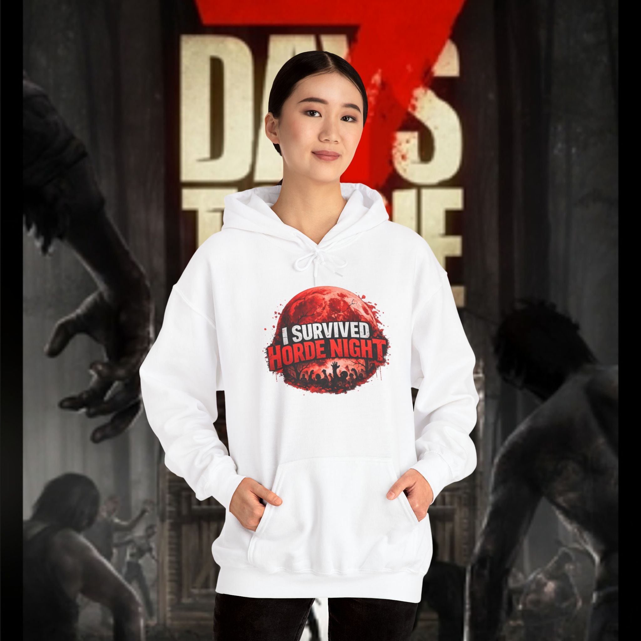 I Survived Horde Night Hoodie — Zombie Apocalypse Graphic Sweatshirt