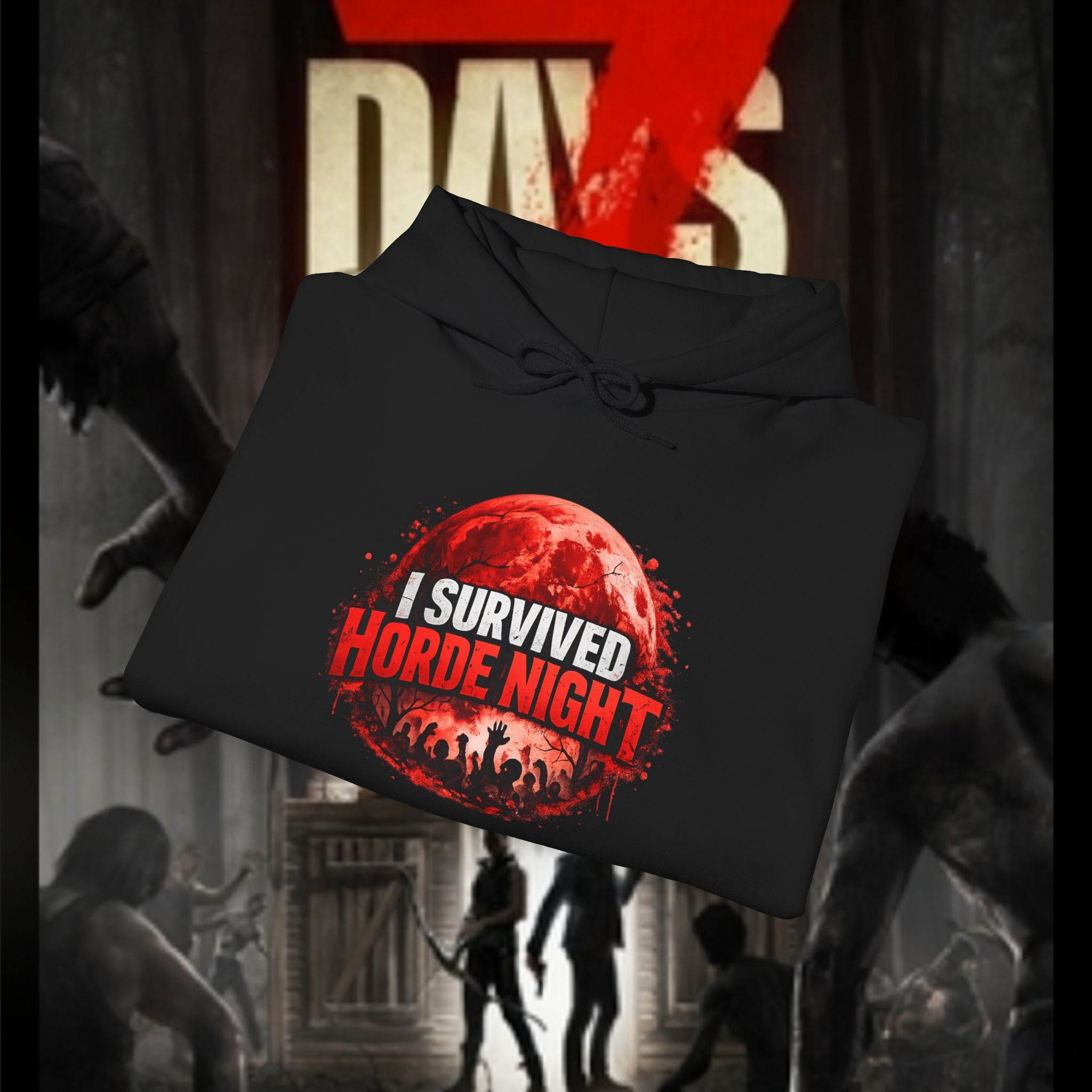 I Survived Horde Night Hoodie — Zombie Apocalypse Graphic Sweatshirt