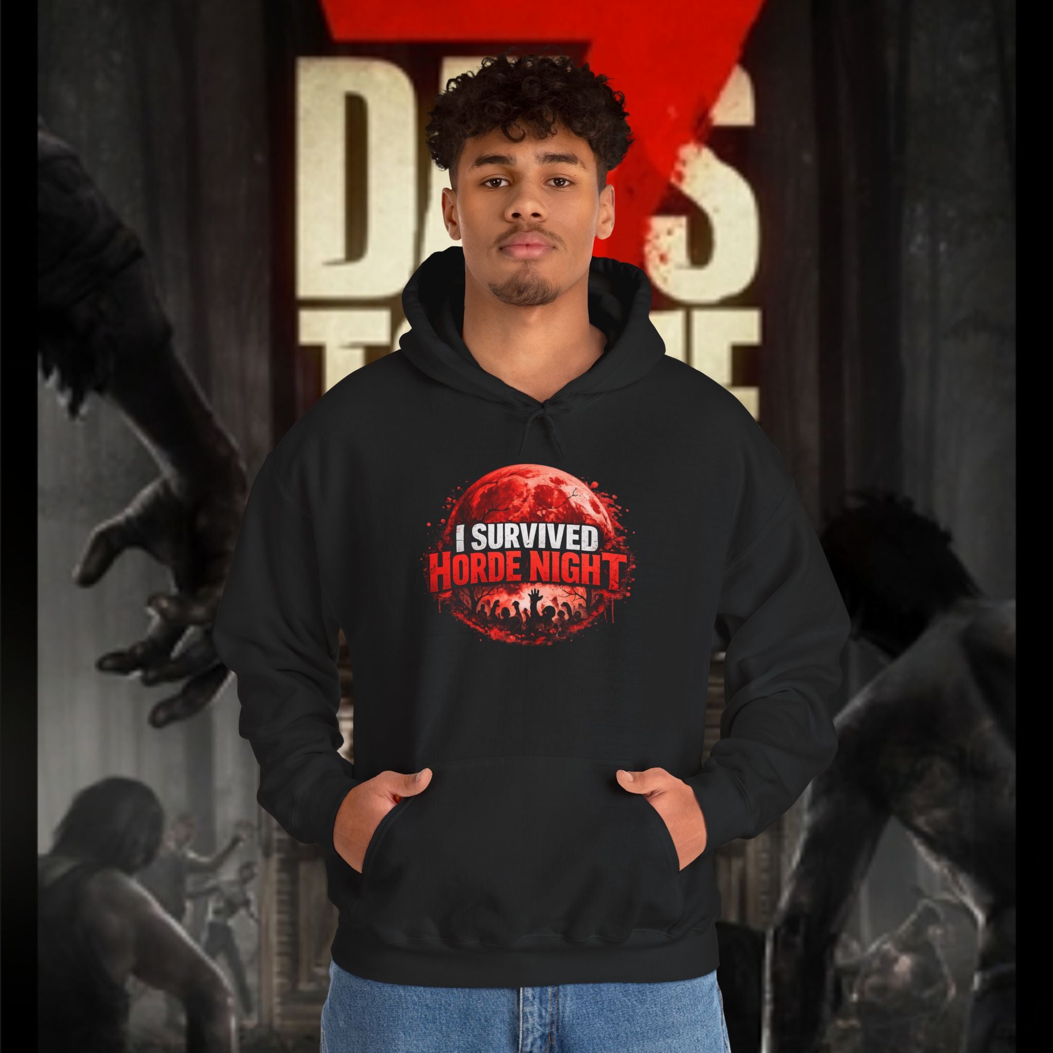 I Survived Horde Night Hoodie — Zombie Apocalypse Graphic Sweatshirt