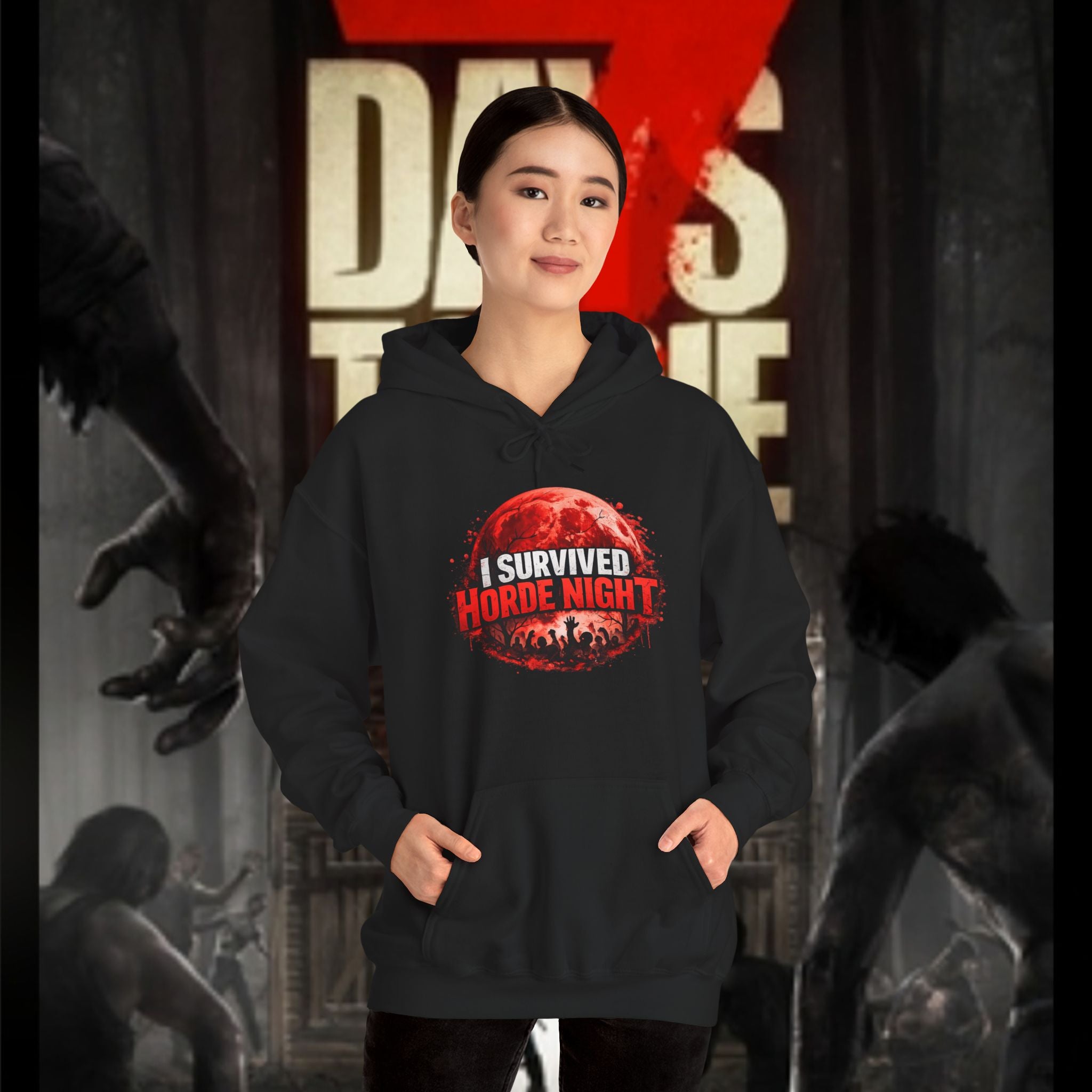 I Survived Horde Night Hoodie — Zombie Apocalypse Graphic Sweatshirt