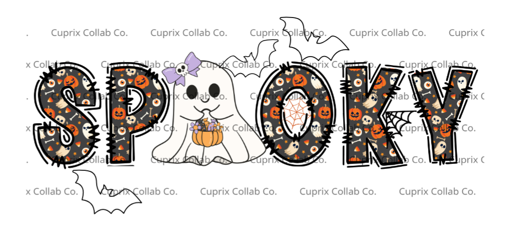 Spooky Halloween Ghost PNG Digital Download | Cute Halloween Sublimation Design | Pumpkin Bat Spiderweb Clipart