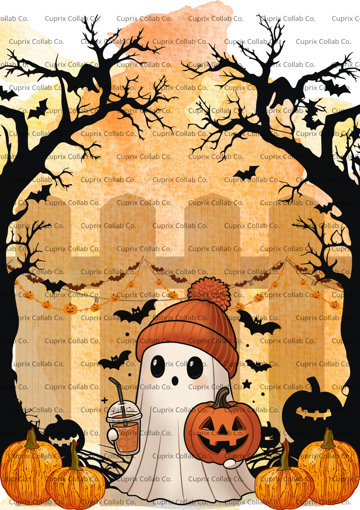 🎃Cute Halloween Ghost & Pumpkins Digital Download | Spooky Fall Printable Wall Art🎃