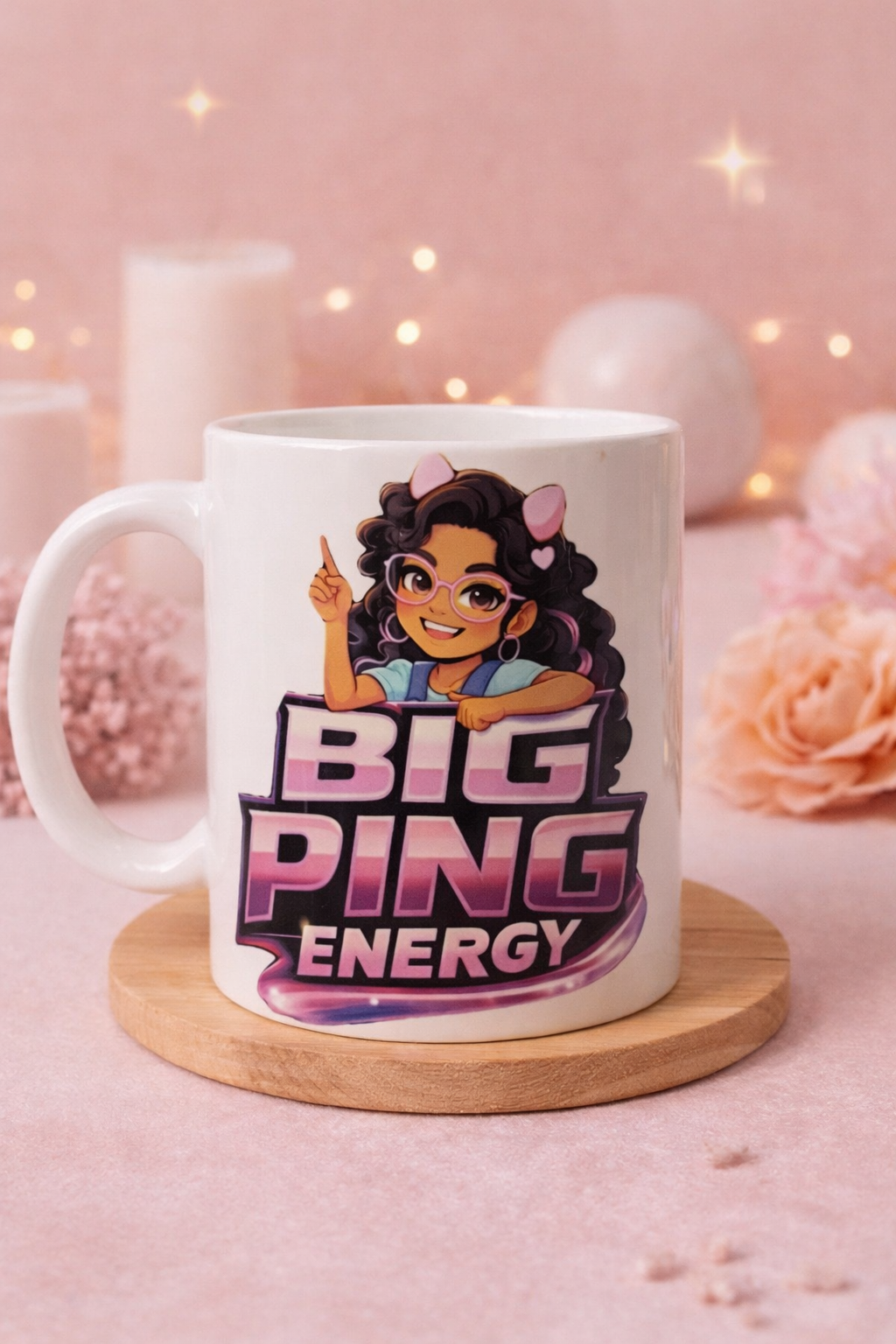 Big Ping Energy Mug – Cute Gamer Girl Coffee Cup