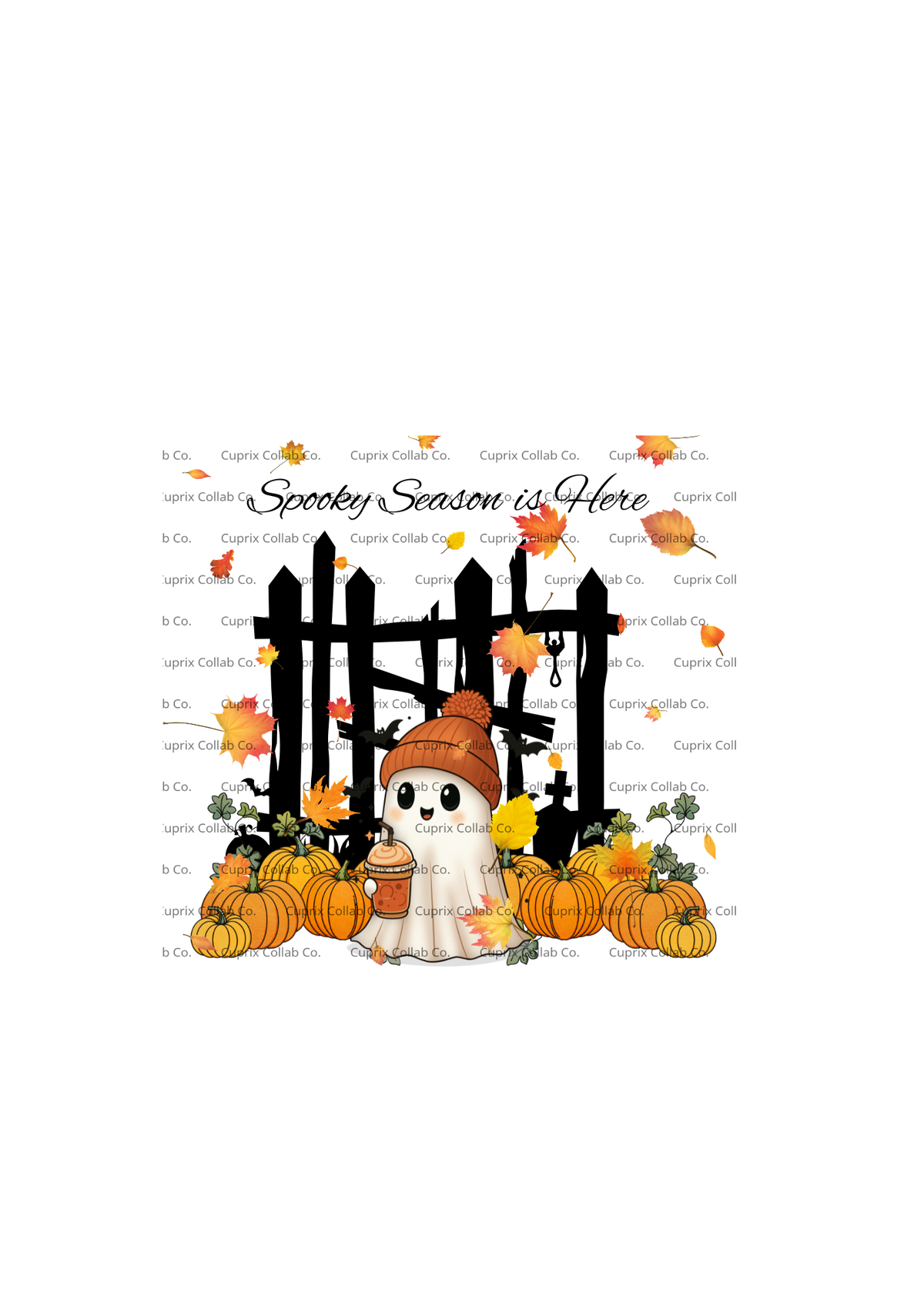 Spooky Season Digital Download | Cute Ghost Halloween PNG | Fall Pumpkin Sublimation Design